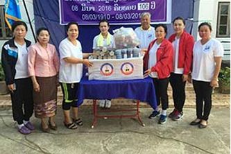Contributed educational and sports materials to the Toulakhom district, Vientiane province on Woman’s day 8/3/2016
